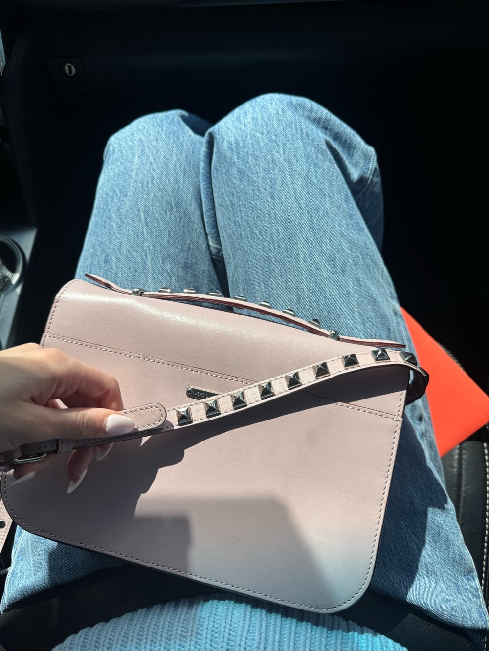 Women’s Pale Pink Leather Shoulder Bag with Silver Hardware - Rebecca Minkoff - Picture 3 of 4